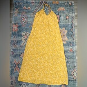 Yellow Floral Cross Back Midi Dress